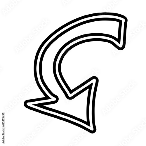 illustration of a black and white icon with arrow