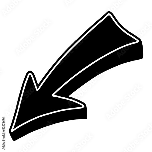 illustration of a black and white icon with arrow