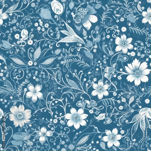 "A Palette of Petals: AI-Rendered Florals". Seamless Pattern.