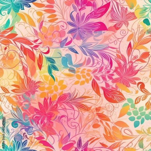"A Palette of Petals: AI-Rendered Florals". Seamless Pattern.