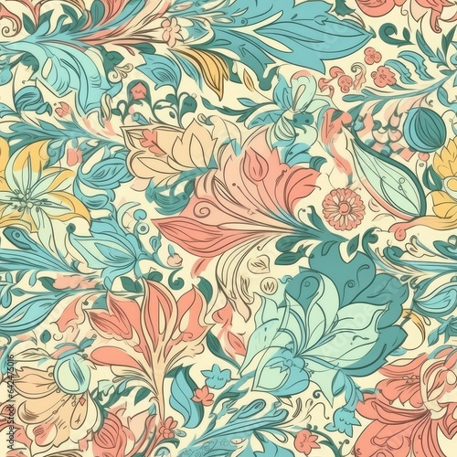  AI s Floral Symphony in Color . Seamless Pattern.