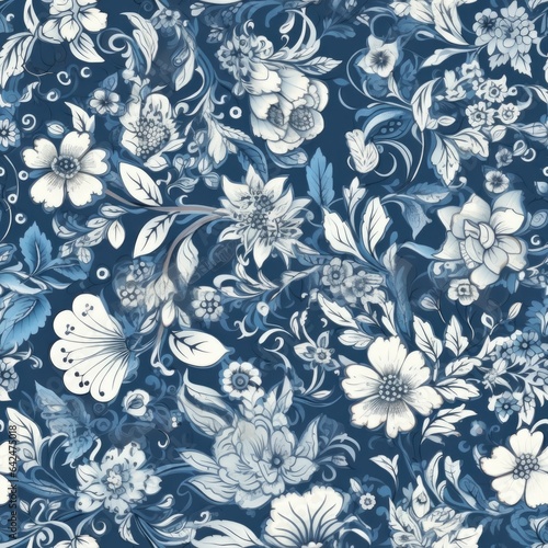 "AI's Floral Symphony in Color". Seamless Pattern.