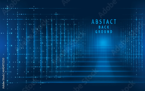 Future technology digital background. Abstract Blue Digital cyberspace and light lines network connections concept.