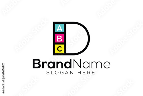 Minimal and Professional letter D square block vector logo design