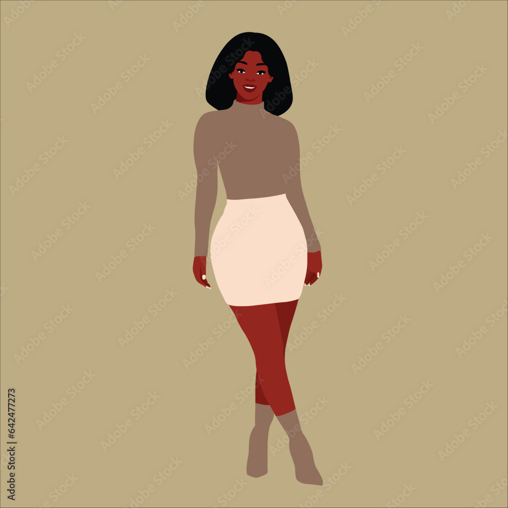 Modern black woman in elegant art style vector Modern black woman in elegant art style vector
