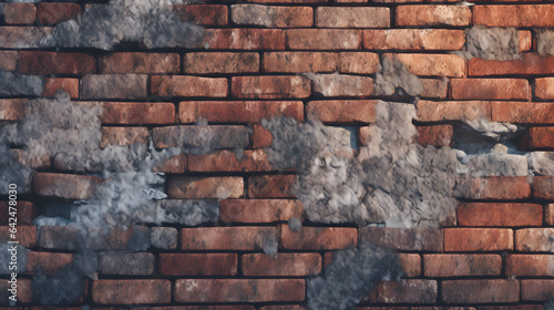 Rough and rugged brick surface with a gritty texture