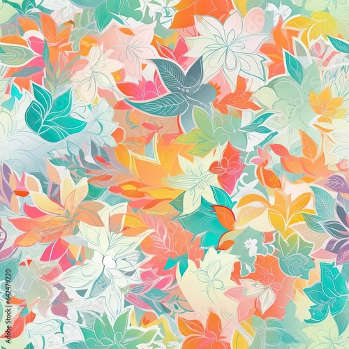 "Colorful Petals Flow Seamlessly". AI generated. Seamless pattern.