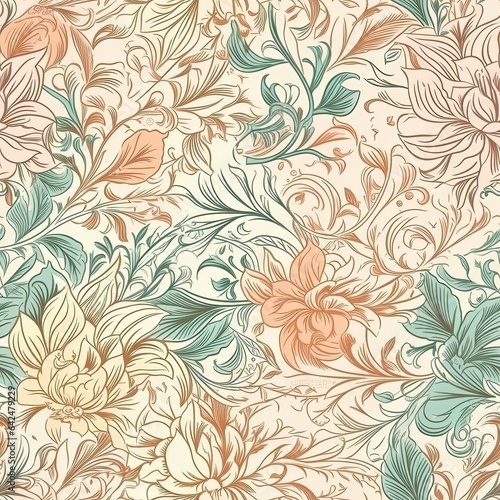"Colorful Petals Flow Seamlessly". AI generated. Seamless pattern. © Metodi