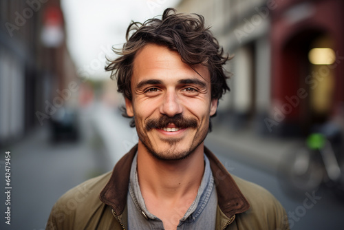 Vászonkép Young man wearing mustache