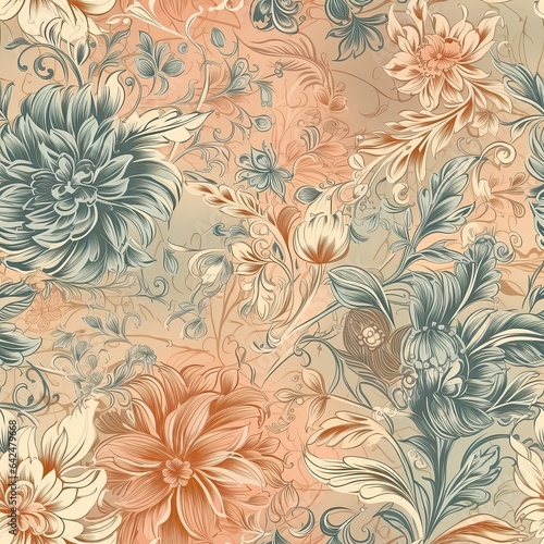"Floral Delight in Every Stitch: Seamless". Seamless pattern. ai generated.