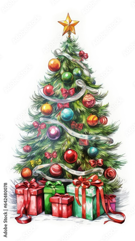 illustration of Christmas Tree And Gifts