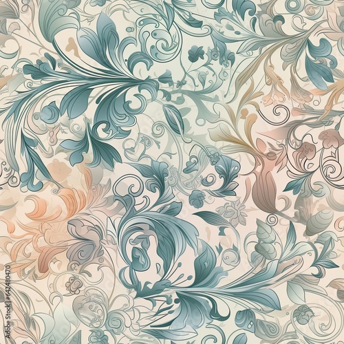 "Seamless Rainbow Blossoms: Floral Patterns". Seamless pattern. ai generated.