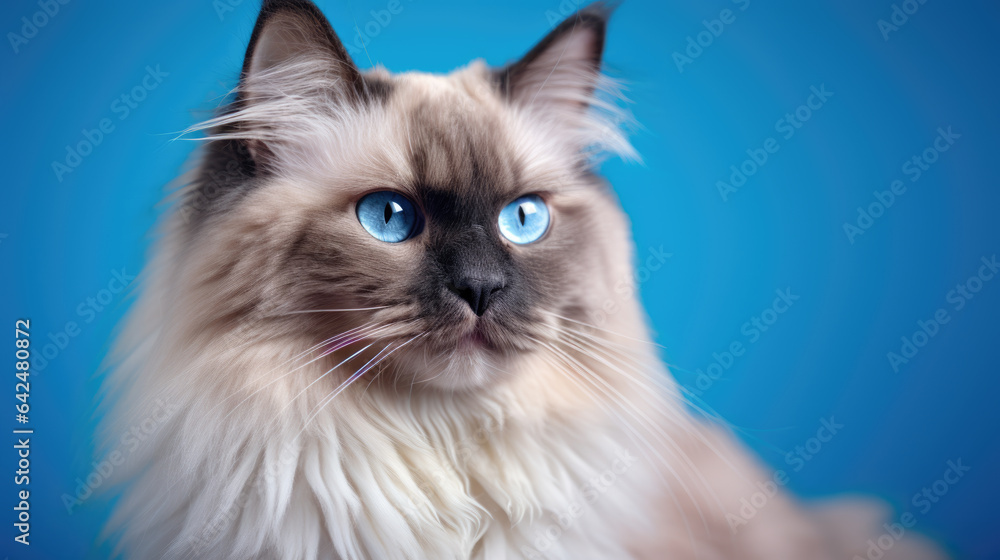 Cat isolated on blue background