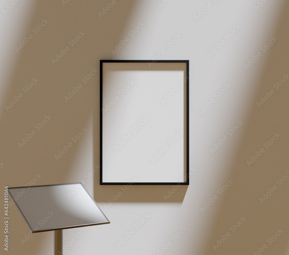 simple frame mockup poster and information board hanging on the white wall simple frame mockup poster and information board hanging on the white wall