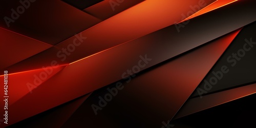 red, brown, orange, black abstract background. geometric shape. color gradient. 3d effect. rough grain. neon light metallic design template. wide web banner. generative AI