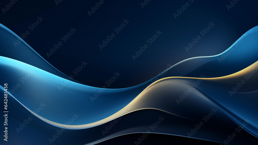 Obraz premium Abstract dark blue wavy gold line curve background