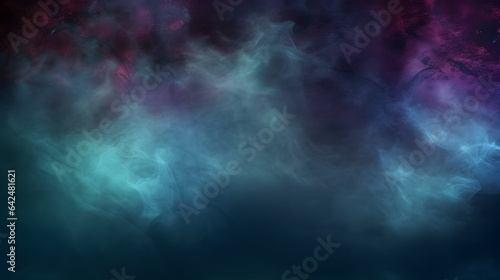 Blue green color abstract smoke on black background