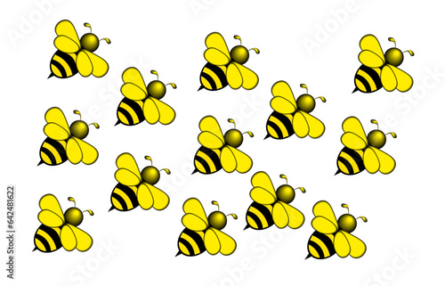 Vector illustration of an invasion of bees on a white background