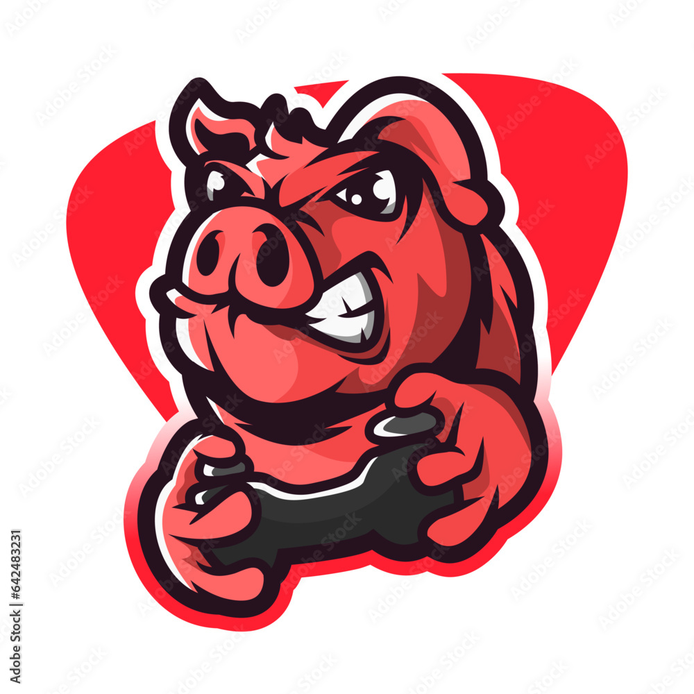 pig gamer cartoon mascot gaming logo pig gamer cartoon mascot gaming logo