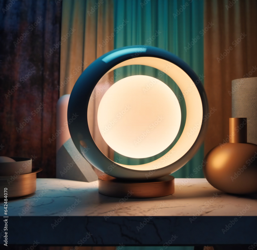 Night Light on Table: Minimalist Illumination Scene Night Light on Table: Minimalist Illumination Scene