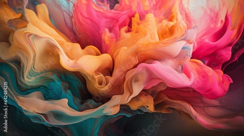 Colorful swirling abstract paint splashes AI Generative