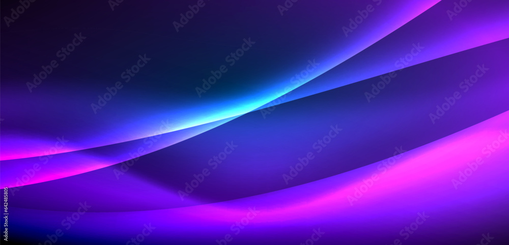 Dynamic waves in ethereal glow of neon lights. Concept merges fluidity of motion with vibrant allure of neon, crafting entrancing backdrop that embodies both vitality and futuristic sophistication Dynamic waves in ethereal glow of neon lights. Concept merges fluidity of motion with vibrant allure of neon, crafting entrancing backdrop that embodies both vitality and futuristic sophistication