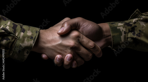 Two military men shaking hands