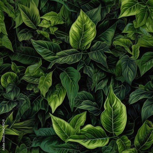 Seamless. Green leaves of plants