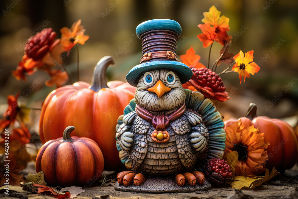 Thanksgiving turkey tabletop figurine, statuette, home interior decor, seasonal decoration