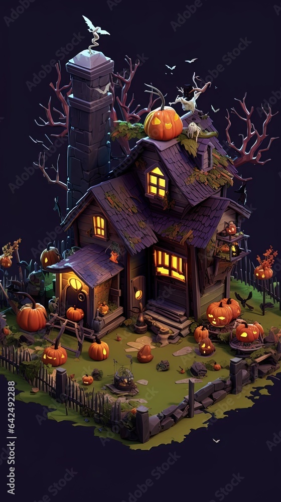 Halloween house with pumpkin