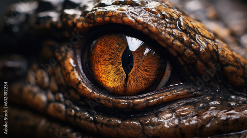 Close-up of a crocodile's eyes.
