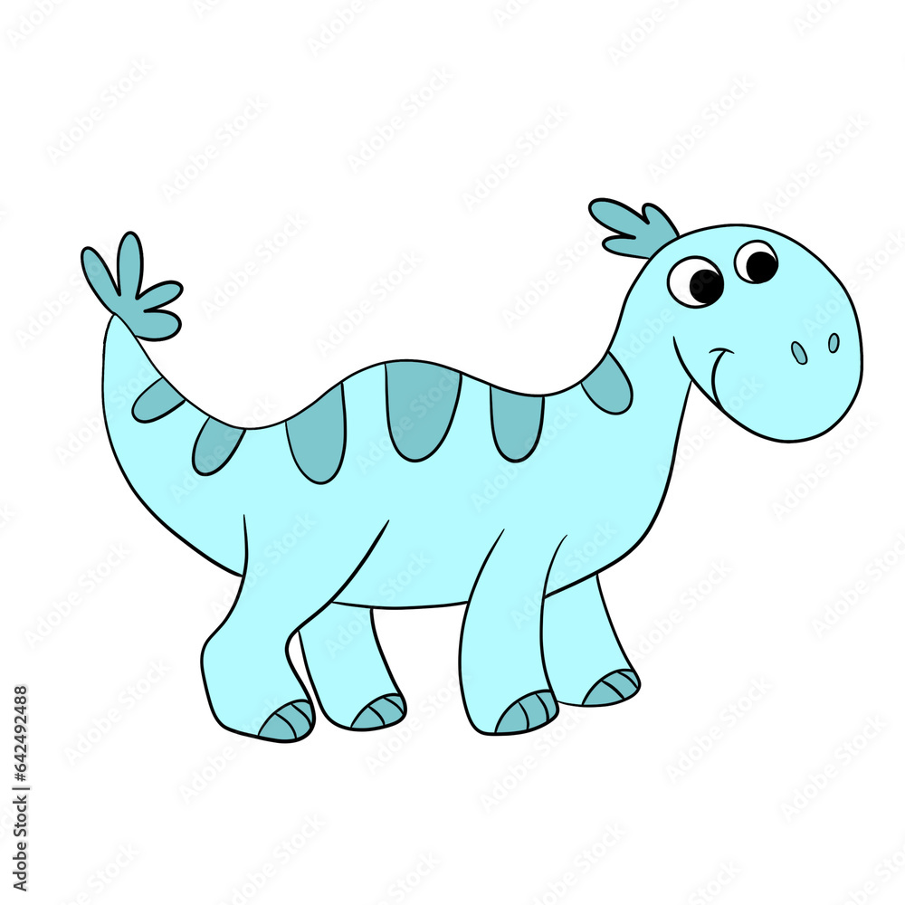 Obraz premium Cute dinosaur, drawing for children. Colorful hand drawn dinosaur in cartoon style. illustration of dinosaurs isolated on background