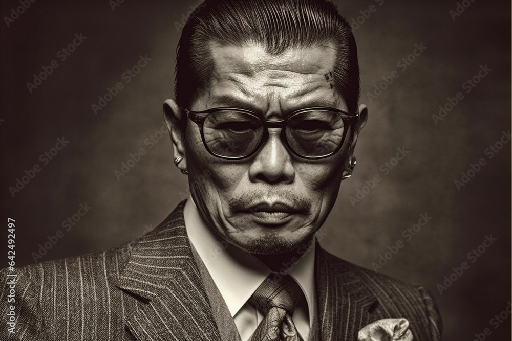 Portrait of a enigmatic Japanese business man with character and experience, in the style of editorial fashion and photojournalism. Portrait of a enigmatic Japanese business man with character and experience, in the style of editorial fashion and photojournalism.