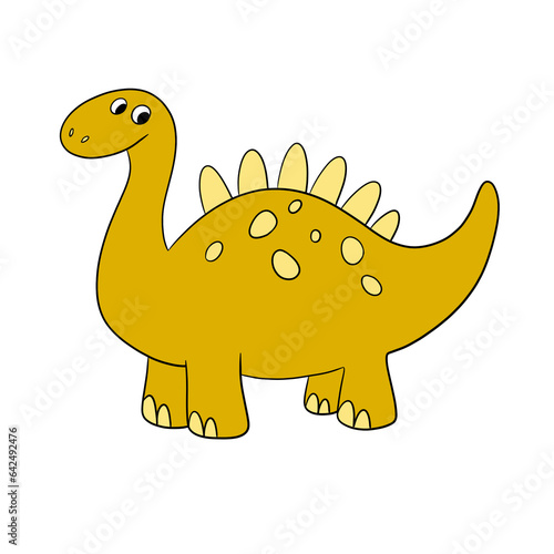 Cute dinosaur drawing for kids  kids clipart design. Colorful hand drawn cartoon style. illustration of dinosaurs isolated on background. Cute cartoon animal