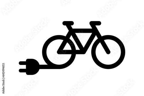 E-bike, electric bicycle icon. Bicycle charging station symbol. High quality black icon.