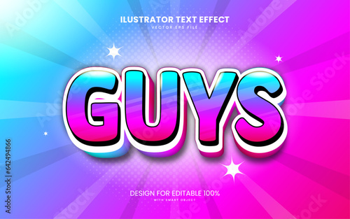 Free vector text effect guys editable