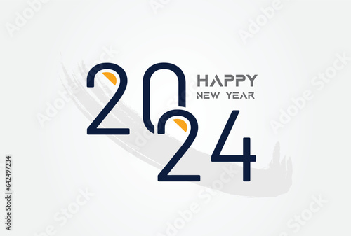 Happy new year 2024 design. Colorful truncated number illustrations. Premium vector design for poster, banner, greeting and new year 2024 celebration.