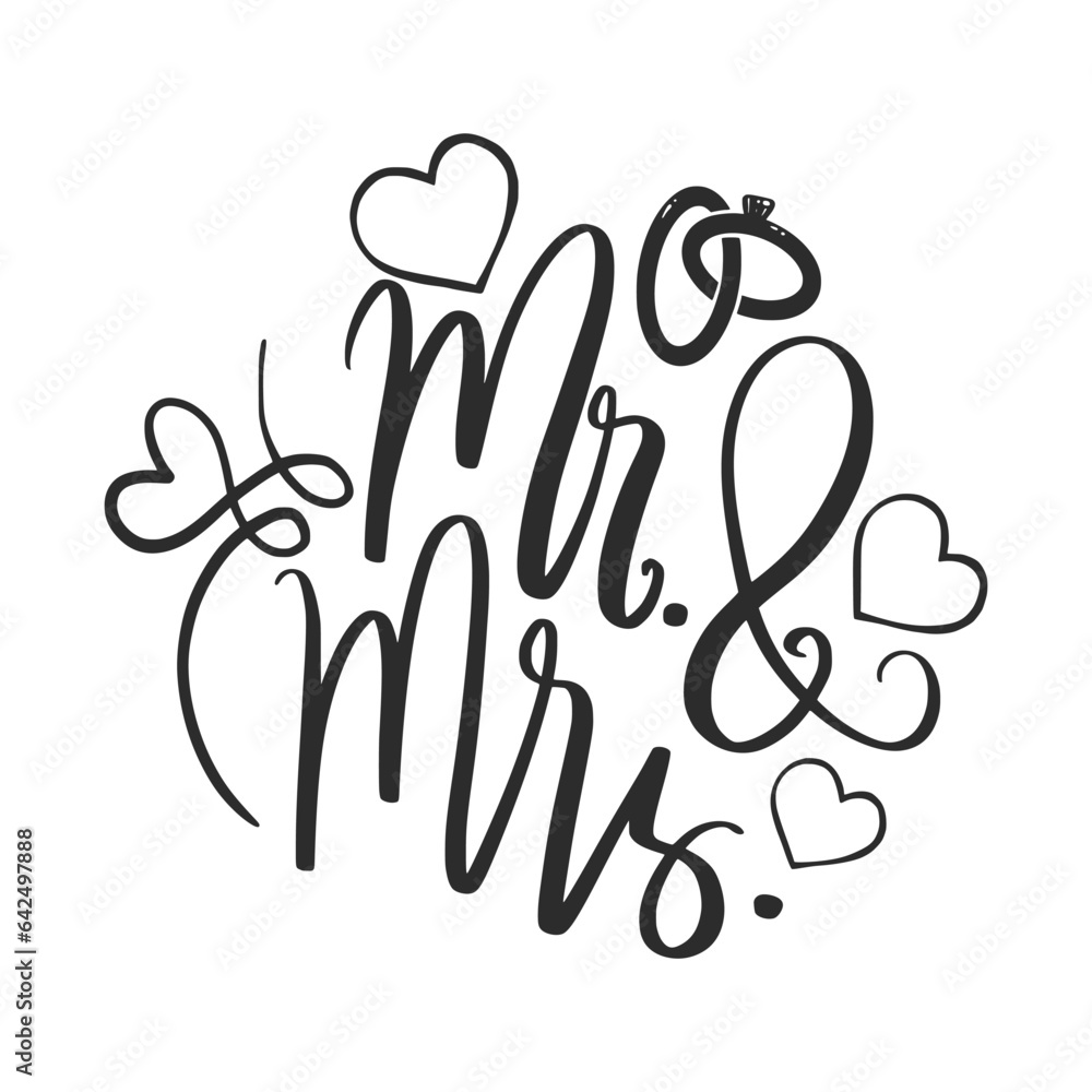 Fototapeta premium Bridal wedding lettering quotes for printable posters, invitations, tote bags, gifts, t-shirt designs, etc.