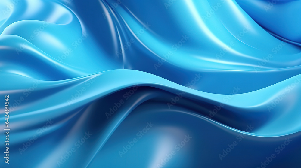 Fototapeta premium Abstract 3D light blue fluid twisted wavy glass morphism. Generative ai