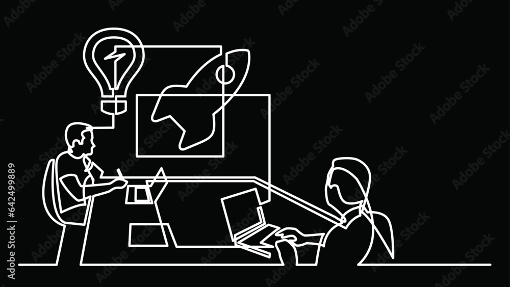 continuous line drawing vector illustration with FULLY EDITABLE STROKE of business concept background