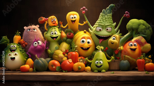 Funny fruits and vegetables crowd © Veniamin Kraskov