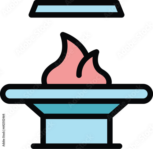 Heater furnace icon outline vector. Gas fireplace. Industry stove color flat