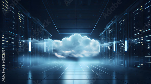 arafed image of a cloud in a server room Generative AI photo