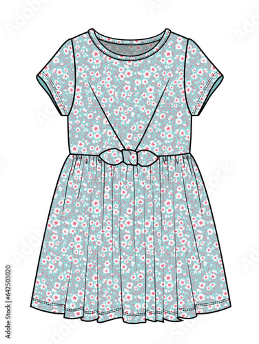 KNIT DRESS FOR GIRLS AND TEENS WEAR VECTOR ILLUSTRATION