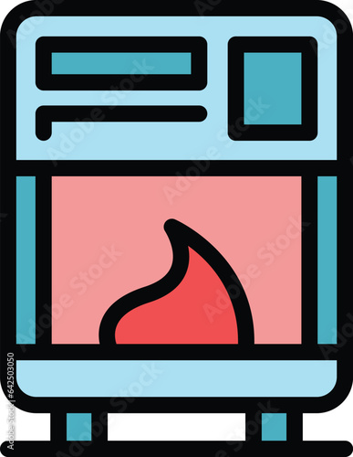 Home furnace icon outline vector. Stove heater. Heating room color flat