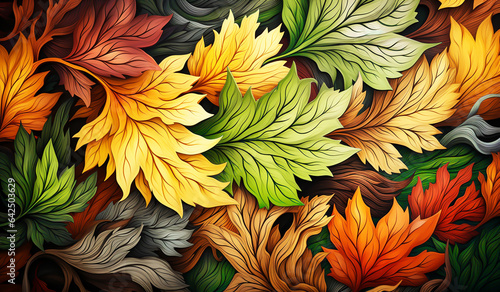 Autumn leaves background. AI generated