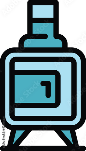 Furnace fire icon outline vector. Gas brick. Heating room color flat