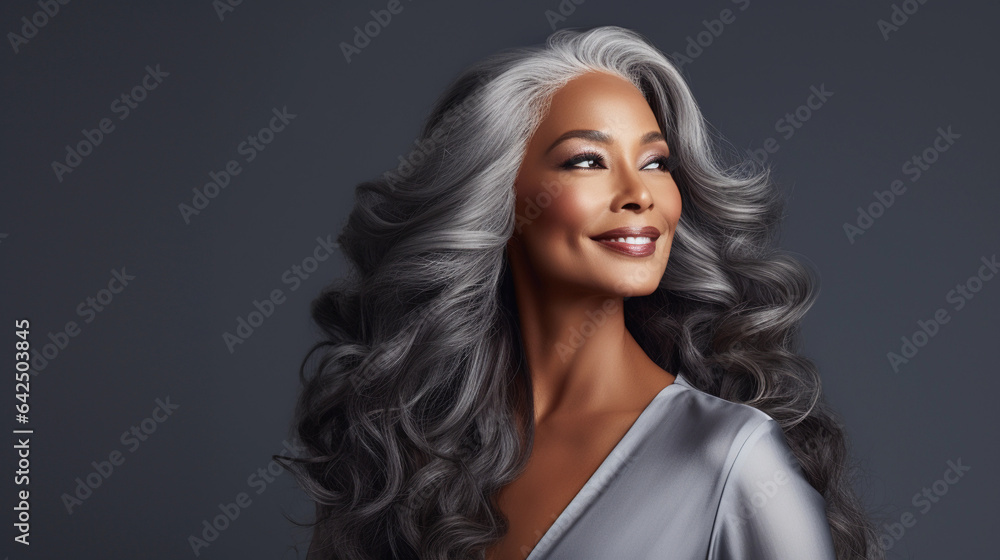 Timeless Beauty: Mature Woman with Smooth Skin and Gray Hair Timeless Beauty: Mature Woman with Smooth Skin and Gray Hair