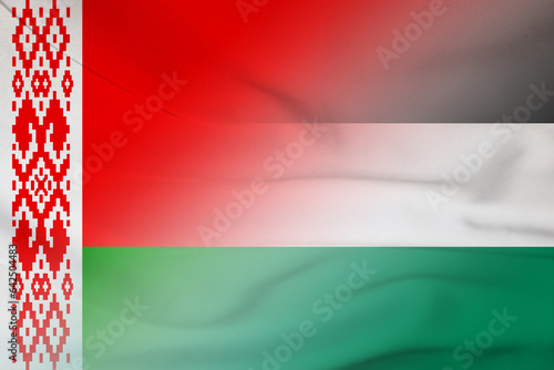 Belarus and Palestinian National Authority official flag international contract PSE BLR photo