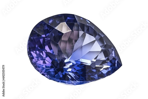 Tanzanite rare precious natural geological stone on a transparent background, png. AI generated.